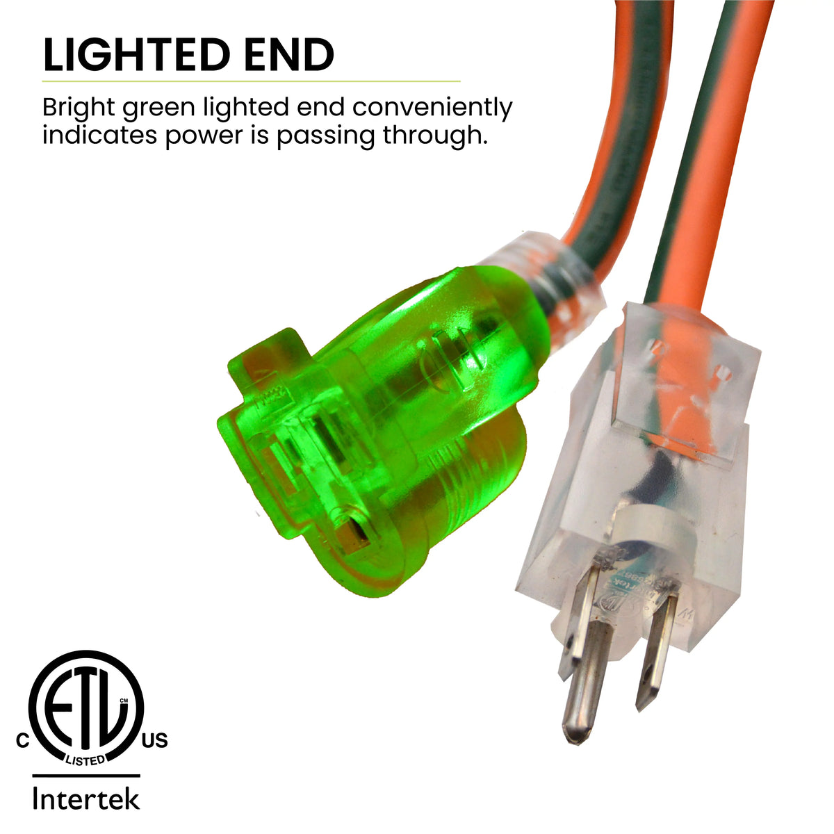 GoGreen Power (GG-14025) 12/3 25’ SJTW Outdoor Extension Cord; Lighted End; 25 Ft