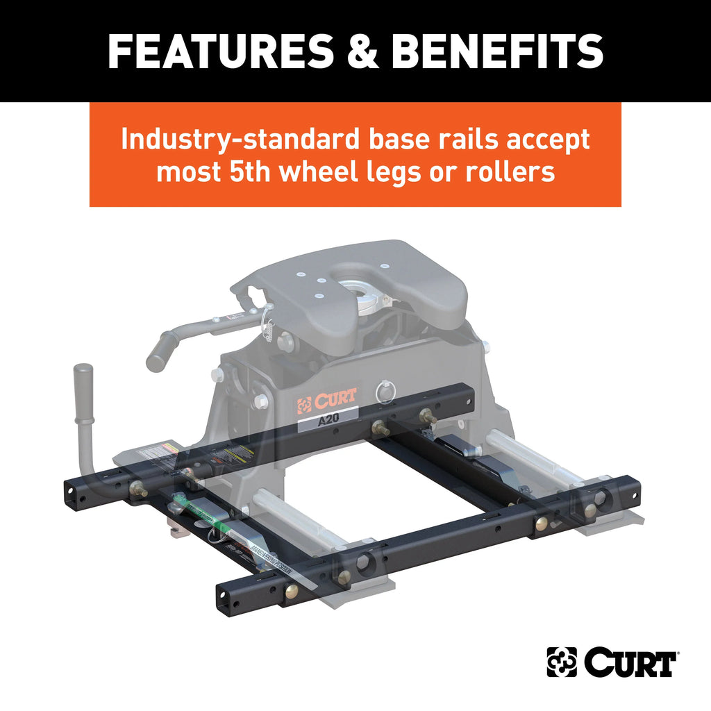 CURT 16027 Replacement Silverado; Sierra 2500; 3500; Ford F250; F350 Puck System 5th Wheel Adapter with Standard Rails; 25;000 lbs Fits select: 2020-2024 CHEVROLET SILVERADO; 2020-2024 GMC SIERRA
