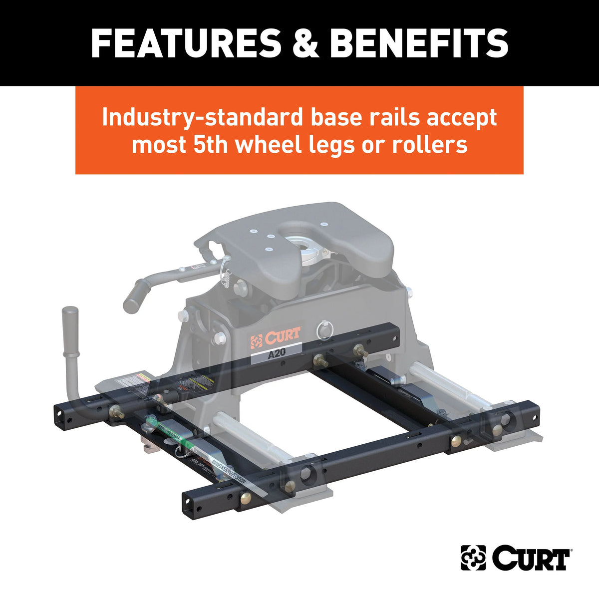 CURT 16027 Replacement Silverado; Sierra 2500; 3500; Ford F250; F350 Puck System 5th Wheel Adapter with Standard Rails; 25;000 lbs Fits select: 2020-2024 CHEVROLET SILVERADO; 2020-2024 GMC SIERRA
