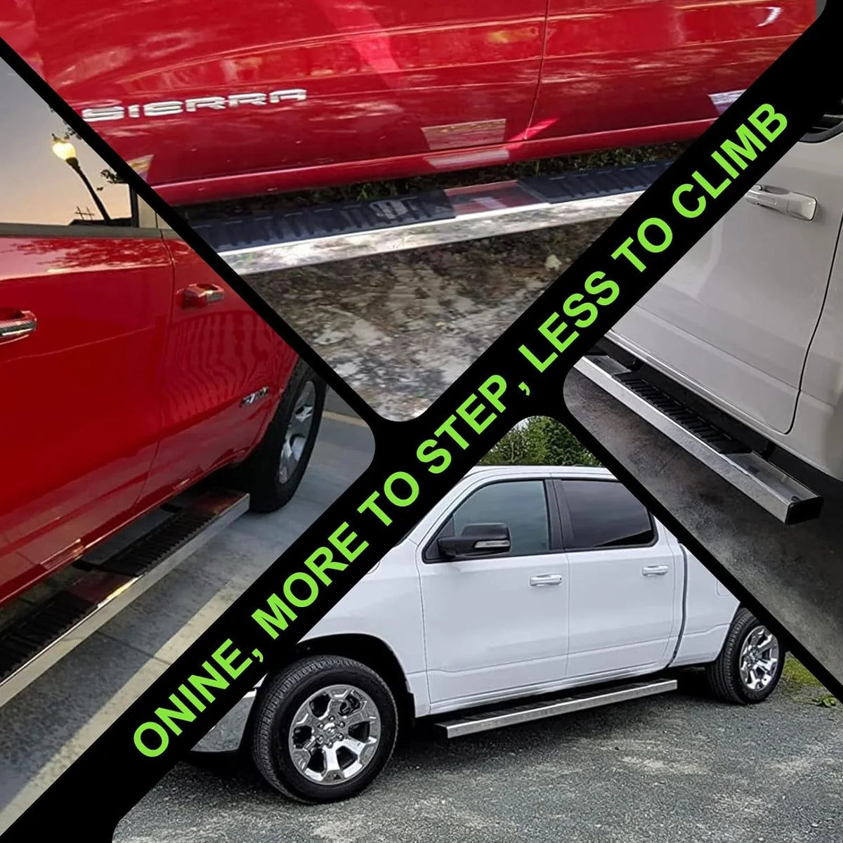 ONINE 6" Chrome Running Boards Custom Fit 2019-2024 Chevy Silverado/Gmc Sierra 1500 & 2020-2024 Silverado/Sierra 2500/3500 Crew Cab Aluminum Polished Side Step Nerf bar