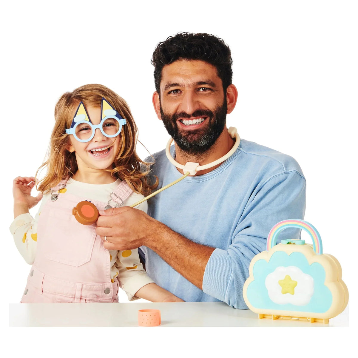 Bluey Cloud Bag Doctor's Set; Doctor Check Up Set; Toy Doctor's Playset with 7 Play Pieces; Stethoscope; Syringe; toy Bandage; Stickers; and more ; Preschool; Toys for Kids; Ages 3+