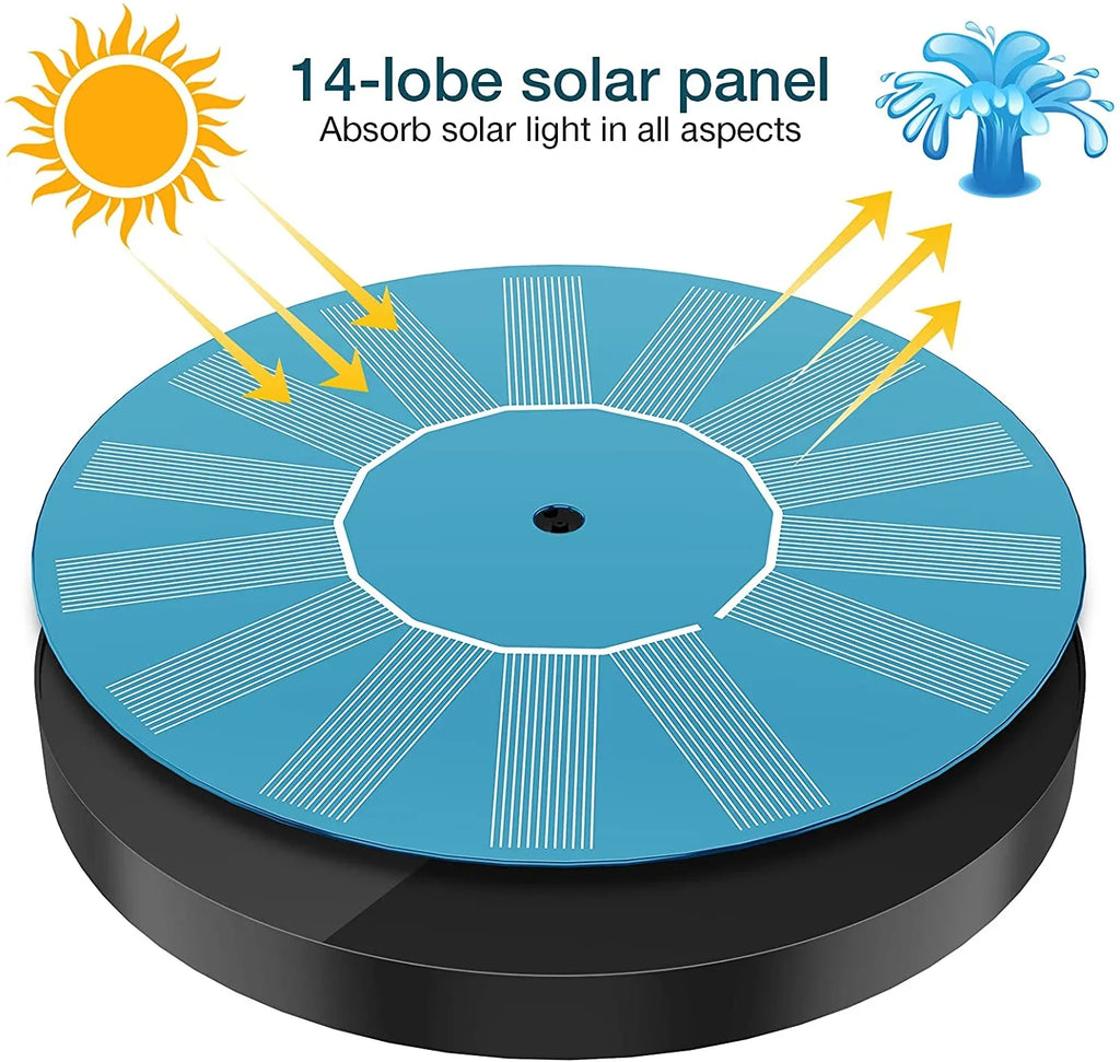 AISITIN 1.5W Solar Fountain Pump; newly upgraded with 6 nozzles solar bird bath fountain; suitable for ponds; gardens; bird baths; fish tanks; outdoor independent solar pump floating fountains