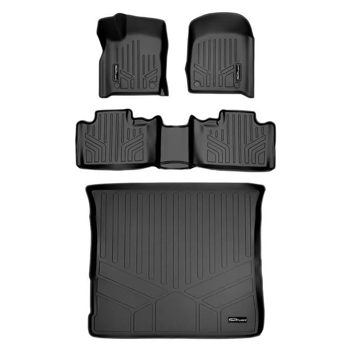 SA0315-B0071-D0071 Custom Fit 2 Rows Floor Mats & Cargo Liner Set for 2016-2021 Jeep Grand Cherokee; Black