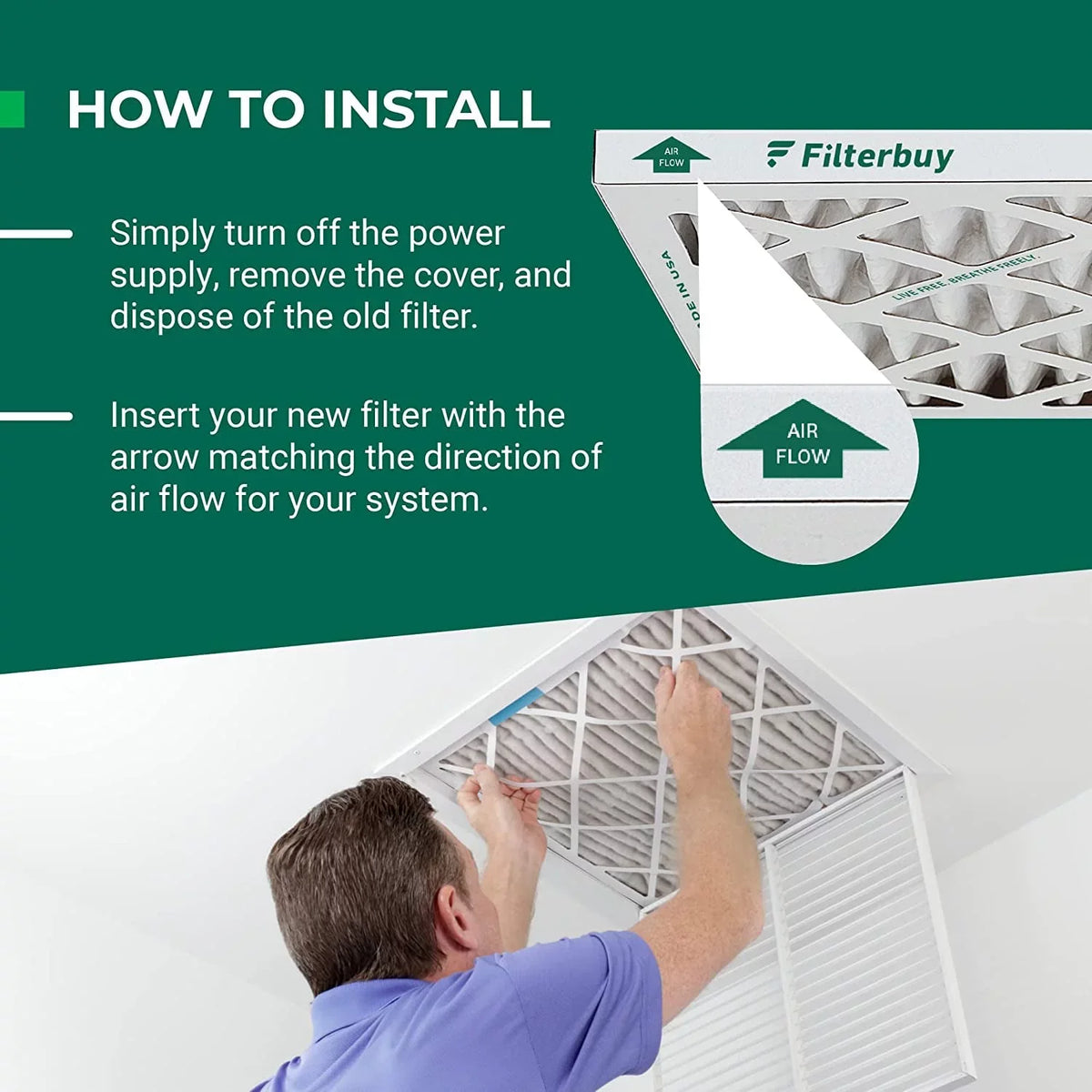 Filterbuy 17x21x1 MERV 8 Pleated HVAC AC Furnace Air Filters (5-Pack)