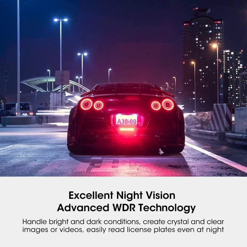 ABASK Q40S Dashcam Front and Rear 1080P FHD - 170° Wide Angle - 4 inch Screen - Reverse Parking Assistance; G-Sensor; Loop Recording; Parking Monitor; Motion Detection; WDR - With 32GB Card