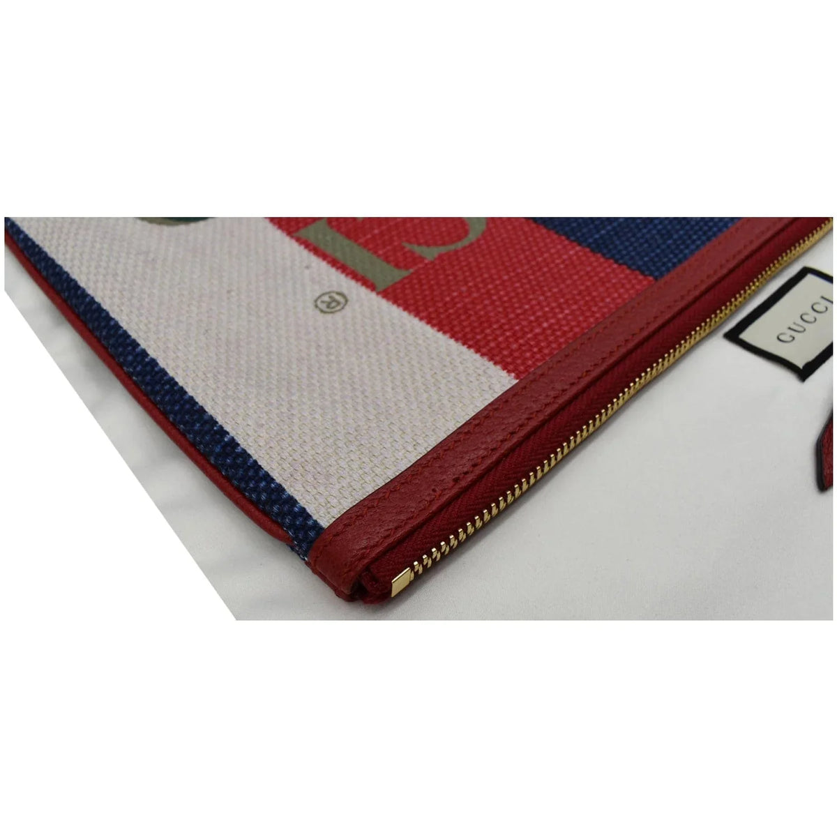 Pre-owned GUCCI Linea Merida Web Stripe Canvas Zip Pouch Multicolor 524788
