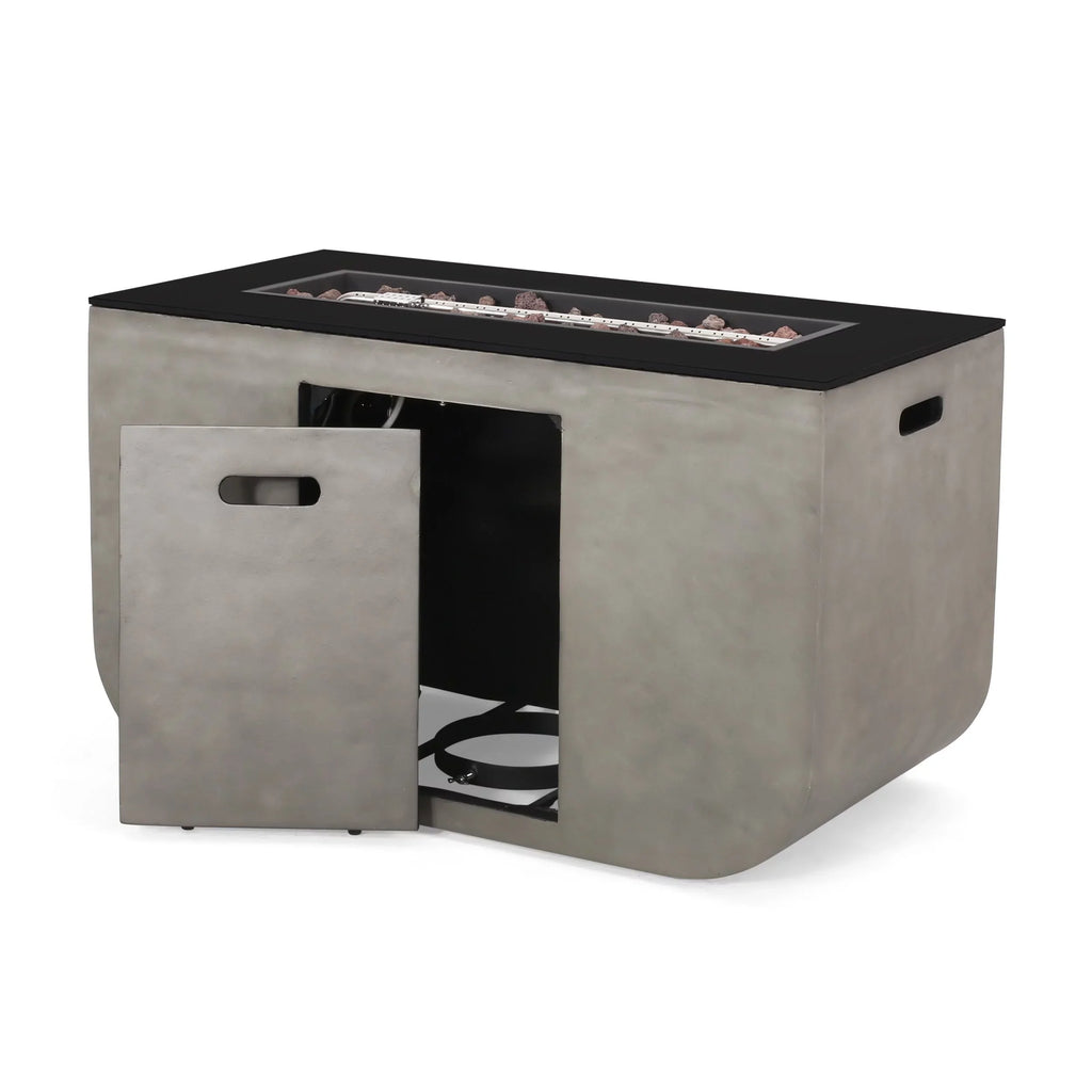 Christopher Knight Home Adio Outdoor 50;000 BTU Modern 40-inch Rectangular Lightweight Concrete and Ceramic Fire Pit Table by