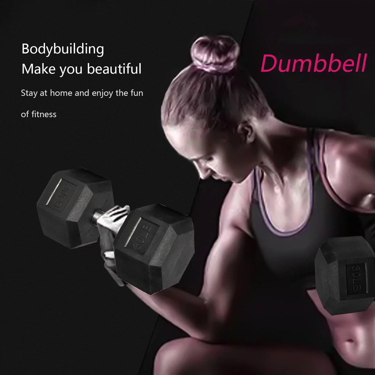 ATIXEL Barbell Set of 1 Hex Rubber Dumbbell with Metal Handles Pair of 1 Heavy Dumbbell
