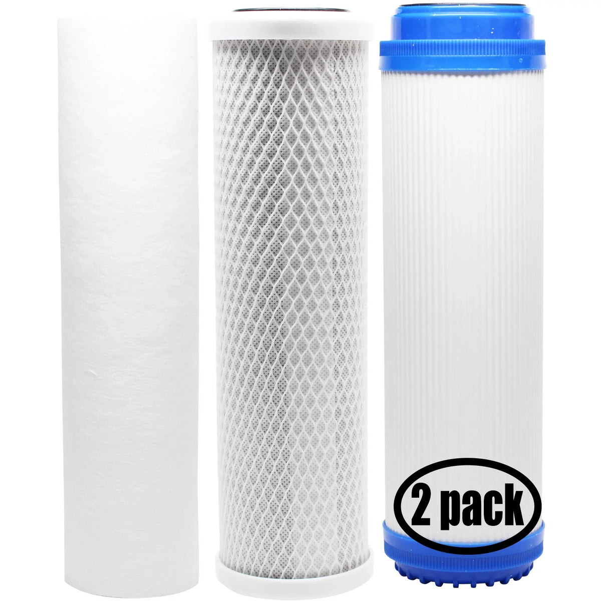 2-Pack Replacement for Filter Kit for Everpure SC10-11 EV979782 RO System - Includes Carbon Block Filter; PP Sediment Filter & GAC Filter - Denali Pure Brand