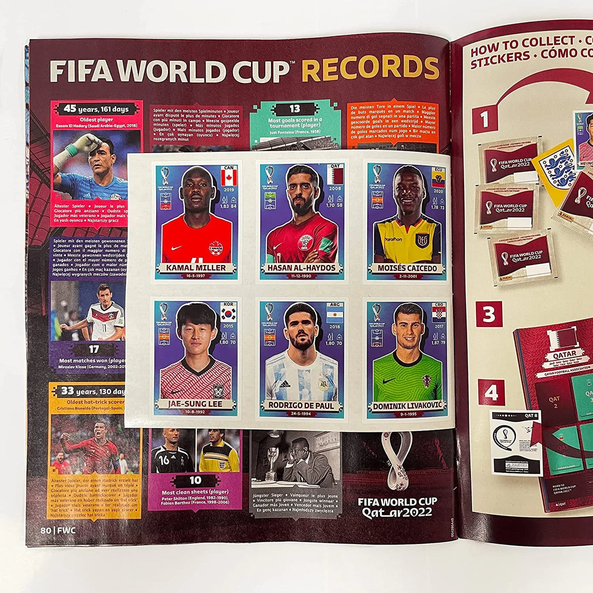 2022 Panini FIFA World Cup Stickers - Mega Starter Pack (Album + 50 Stickers Total) (US Version) 8 Sticker Packs + 10 Stickers Inside The Album