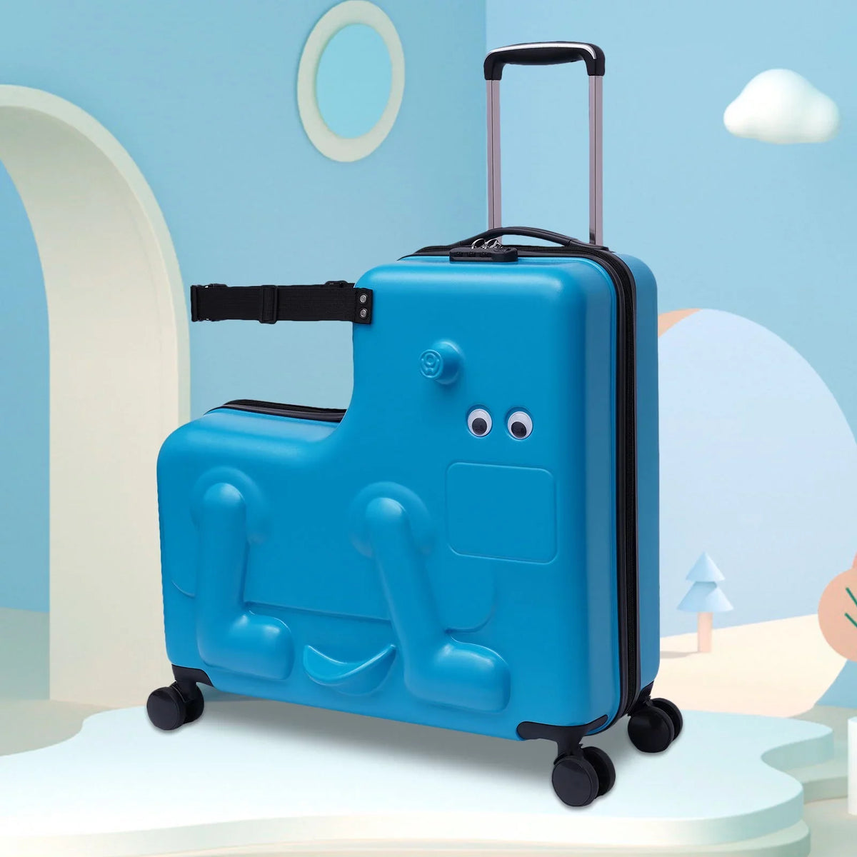 Wuzstar 24" Kid's Ride-on Travel Suitcase Portable Universal Wheel Liquidproof Luggage;ABS+PC Aged 4-12 Years