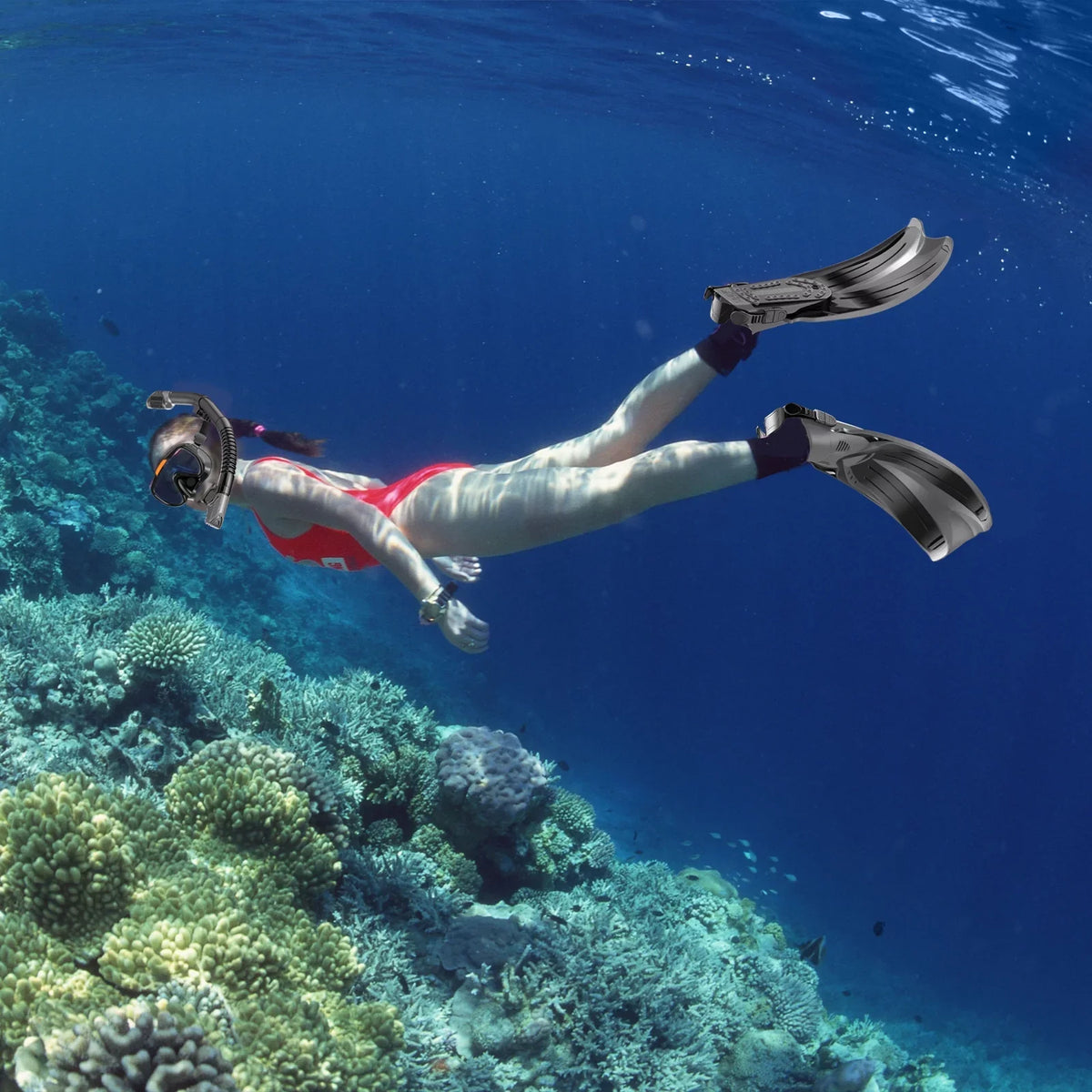 Snorkeling Gear for Adults Men Women;4 in 1 Snorkel Set with Panoramic View Diving Mask Anti-Fog Anti-Leak;Dry Top Snorkel;Fins and Travel Bag for Swimming;Snorkeling and Travel Diving