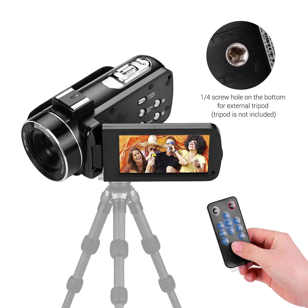 Andoer 4K Handheld DV Professional Digital Video CMOS Sensor Camcorder with Hot Shoe for Mounting Microphone 3.0 cm IPS Burst -Shaking Function