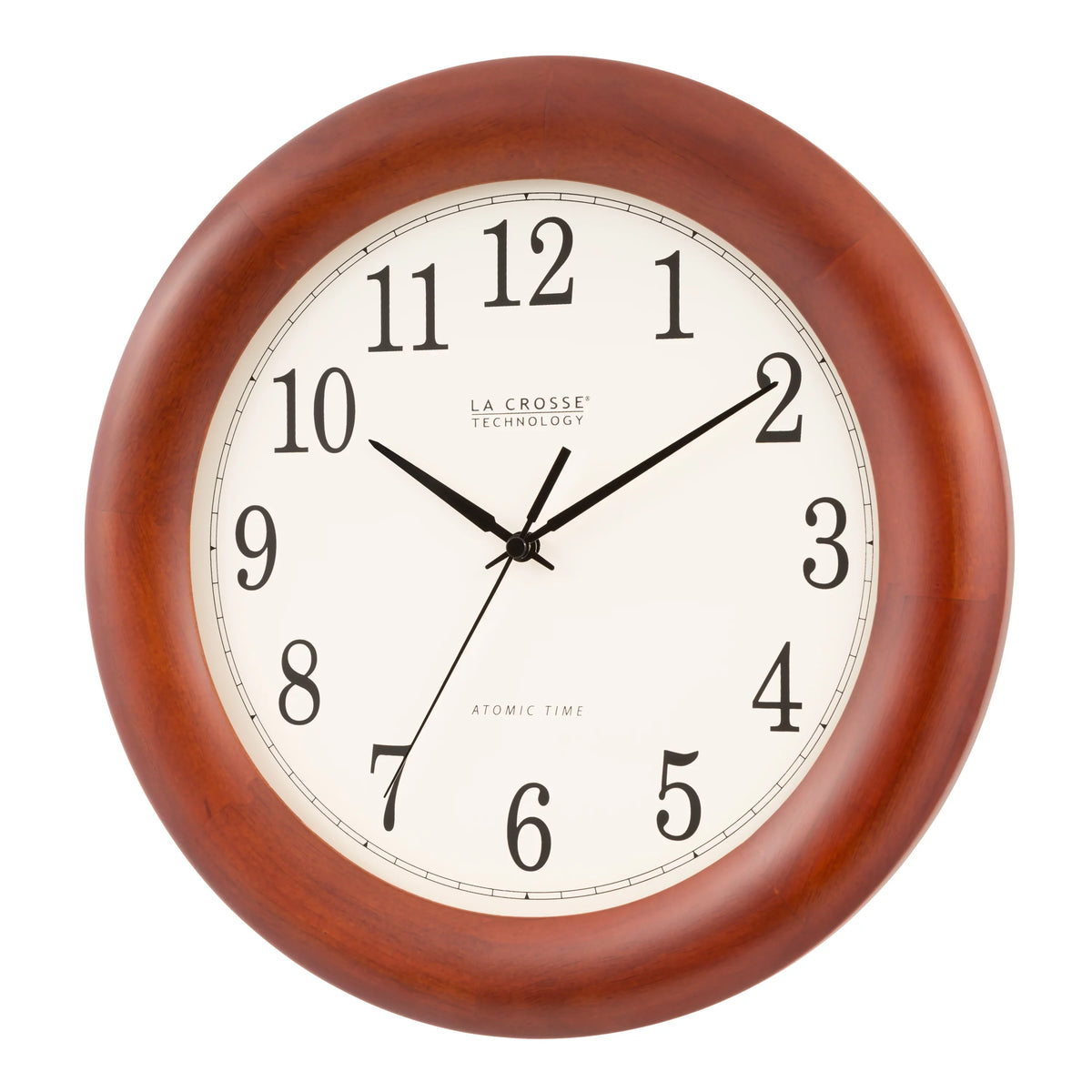 La Crosse Technology 12.5 cm Cherry finish Oak Wood Atomic Analog Clock; WT-3122A-Int