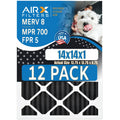 14x14x1 Air Filter MERV 8 Rating; 12 Pack of Furnace Filters Comparable to MPR 700; FPR 5; Pet Odor Retention Filters - Made in USA by AIRX FILTERS WICKED CLEAN AIR.