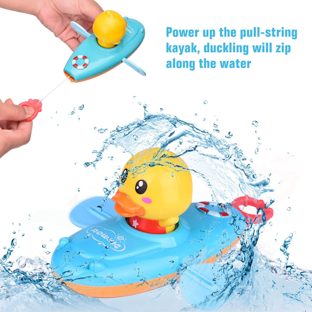 Fun Little Toys 9 Pcs Baby Bath Toys; Duck Coat Toy; Bath Squirters; Bath Boat; Fishing Net; Bathtub Toys for Kids; Best Gifts for Kids