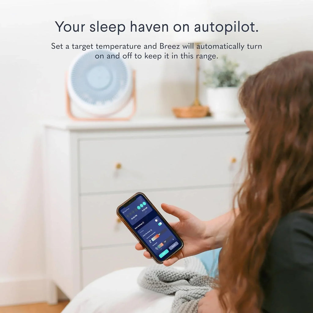 WAGEE Breez 2-in-1 Smart Bedroom Table Fan & White Noise Apparatus - Smooth; Powerful Air - Adjustable White Noise - Remote Control; Scheduling; & Smart Features via App