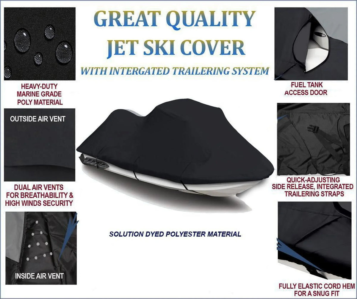 BLACK 600 DENIER JetSki Cover Compatible for JET SKI COVER Yamaha EX Deluxe 2017 2018 2019 2020 2021 2022