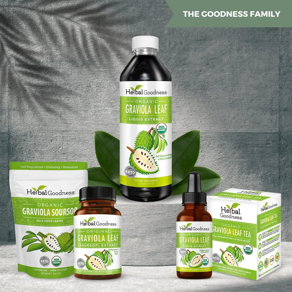 Graviola Leaf Extract Liquid - Soursop (Guanabana) Leaves Ð USDA Organic; Non GMO; Kosher Ð Cell Support & Regeneration & Stress Relief - Immune Boost Ð - 12oz Bottle