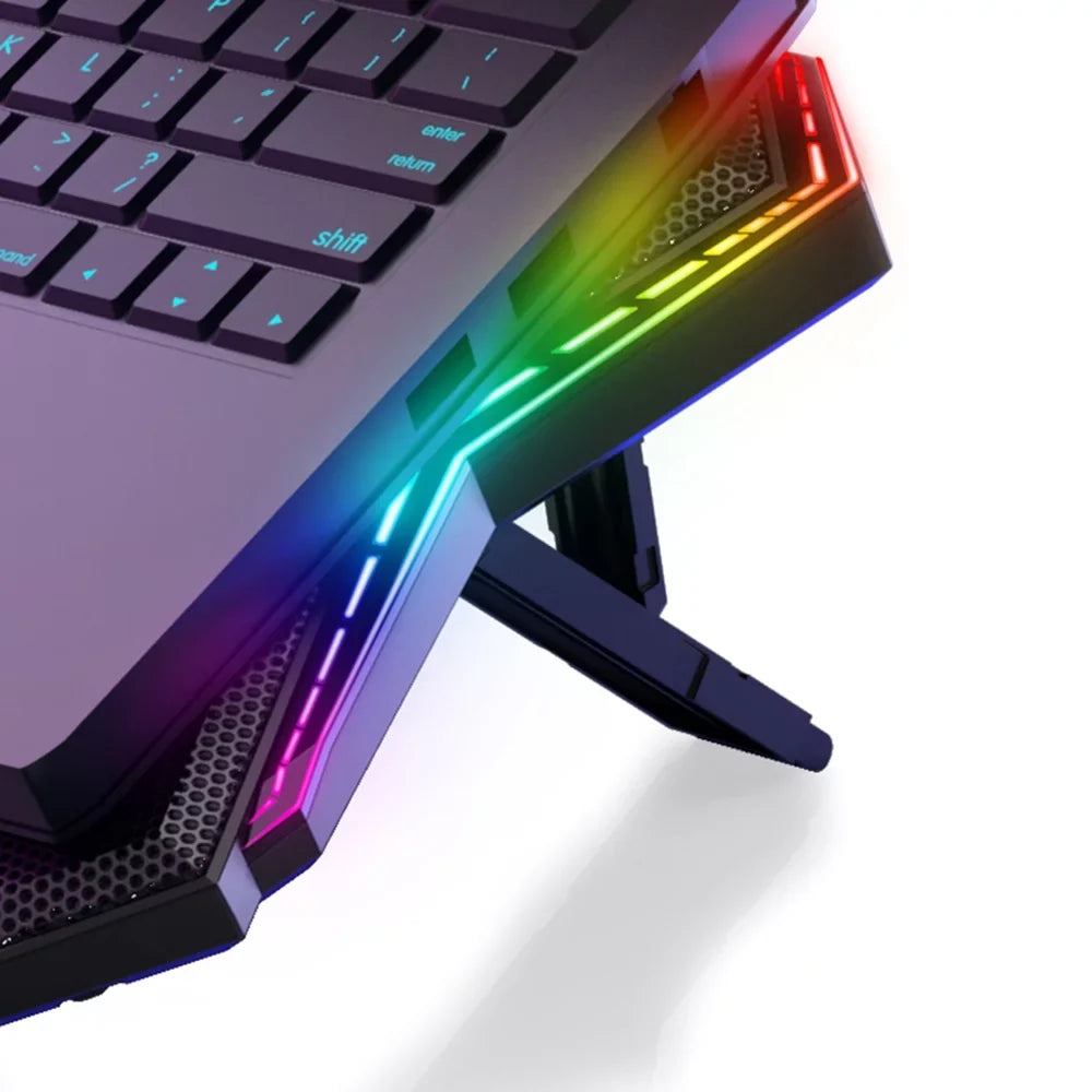 COOLCOLD K40 Laptop Cooler Stand with 6 Fans; Adjustable Wind Speed; and Mute Design