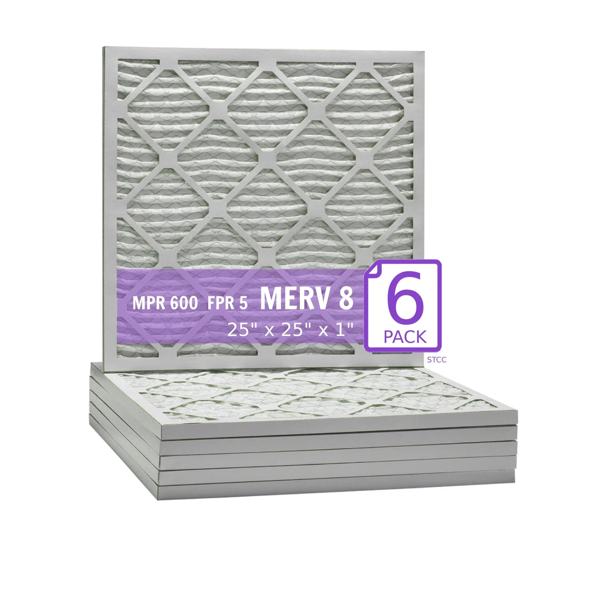 25x25x1; Purolator DMK80 Extended Surface Pleated Air Filter; Mechanical MERV 8; (6 Pack)