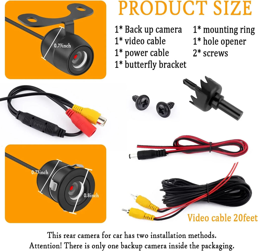 Car Reverse Backup Camera - [HD Night Vision] [170°Wide Angle] Front Side Rear View Camera with Dual Purpose Design -