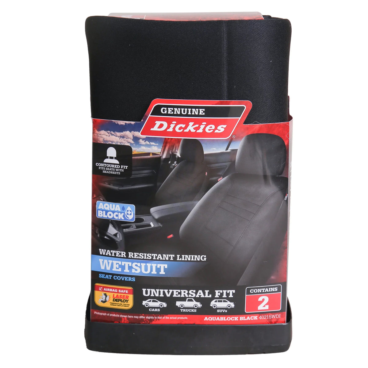 Genuine Dickies 2 Piece Aquablock Universal Car Seat Covers; Gray