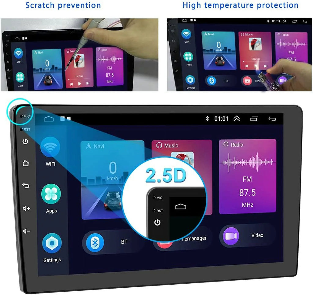 1G+32G Double Din Android 13 Car Stereo with Wireless Carplay Android Auto; 10.1 cm Touch Screen Car Radio with HiFi/BT/GPS Navigation Support Fastboot Backup Camera WiFi Connection
