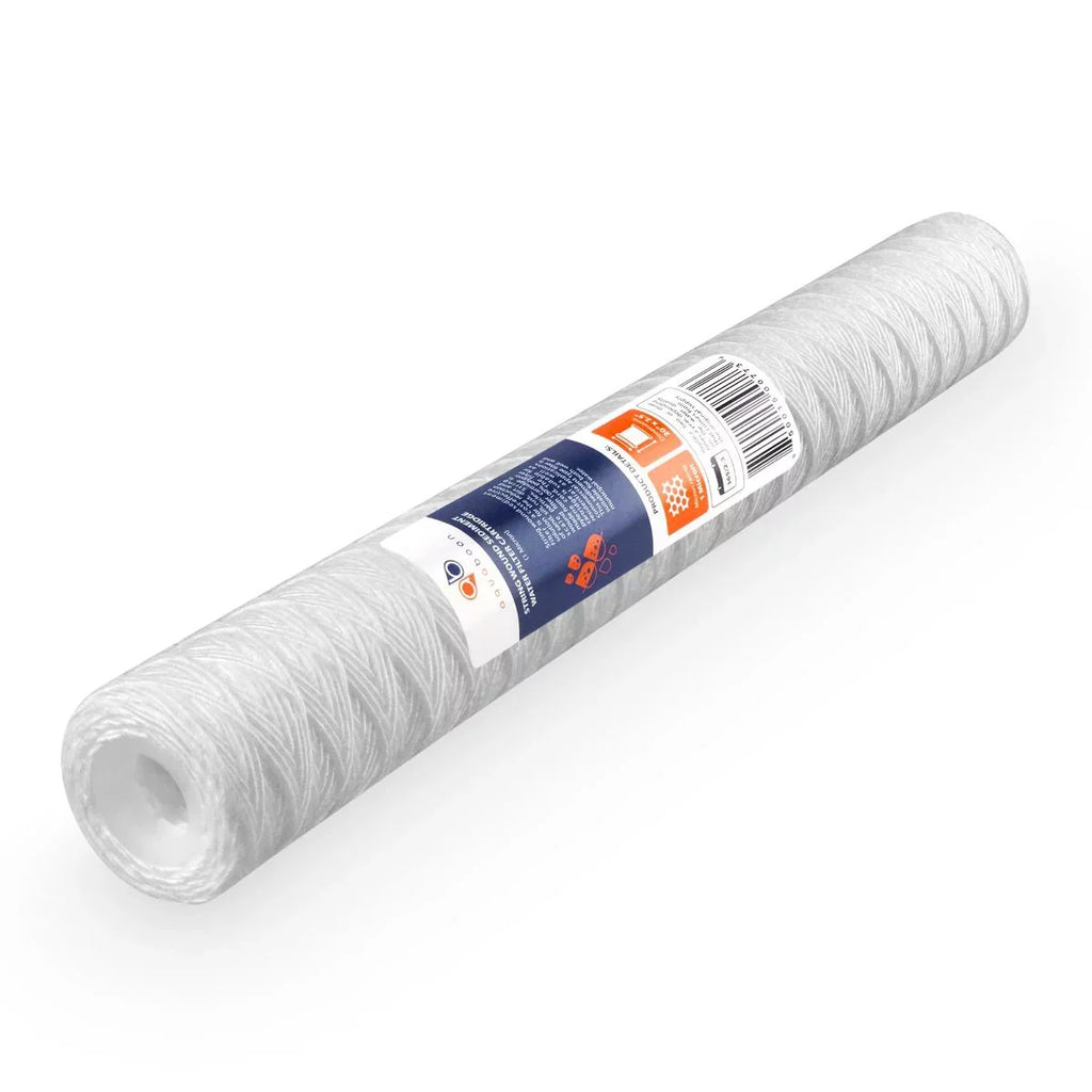 Aquaboon 1 Micron 20" x 2.5" String Wound Sediment Filter Cartridge | Universal Replacement for Any 20 inch RO Unit | Compatible with 101-230; PD-5-20; AP110-2C; P5-20; CFS124-C20; 4-Pack