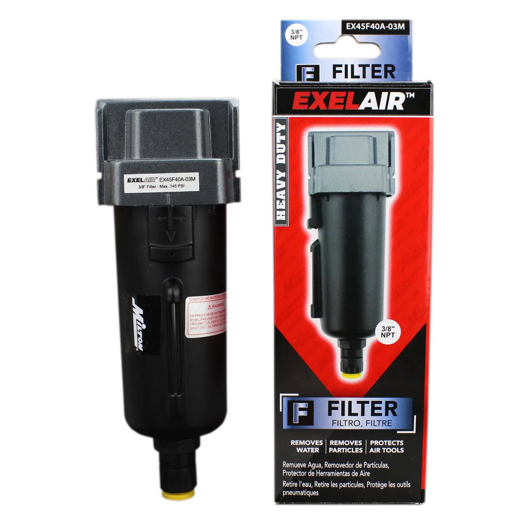EXELAIR™ by Milton FRL Air Filter - 3/8" NPT - Metal Bowl; Automatic Float/Overnight (EX45F40A-03M)