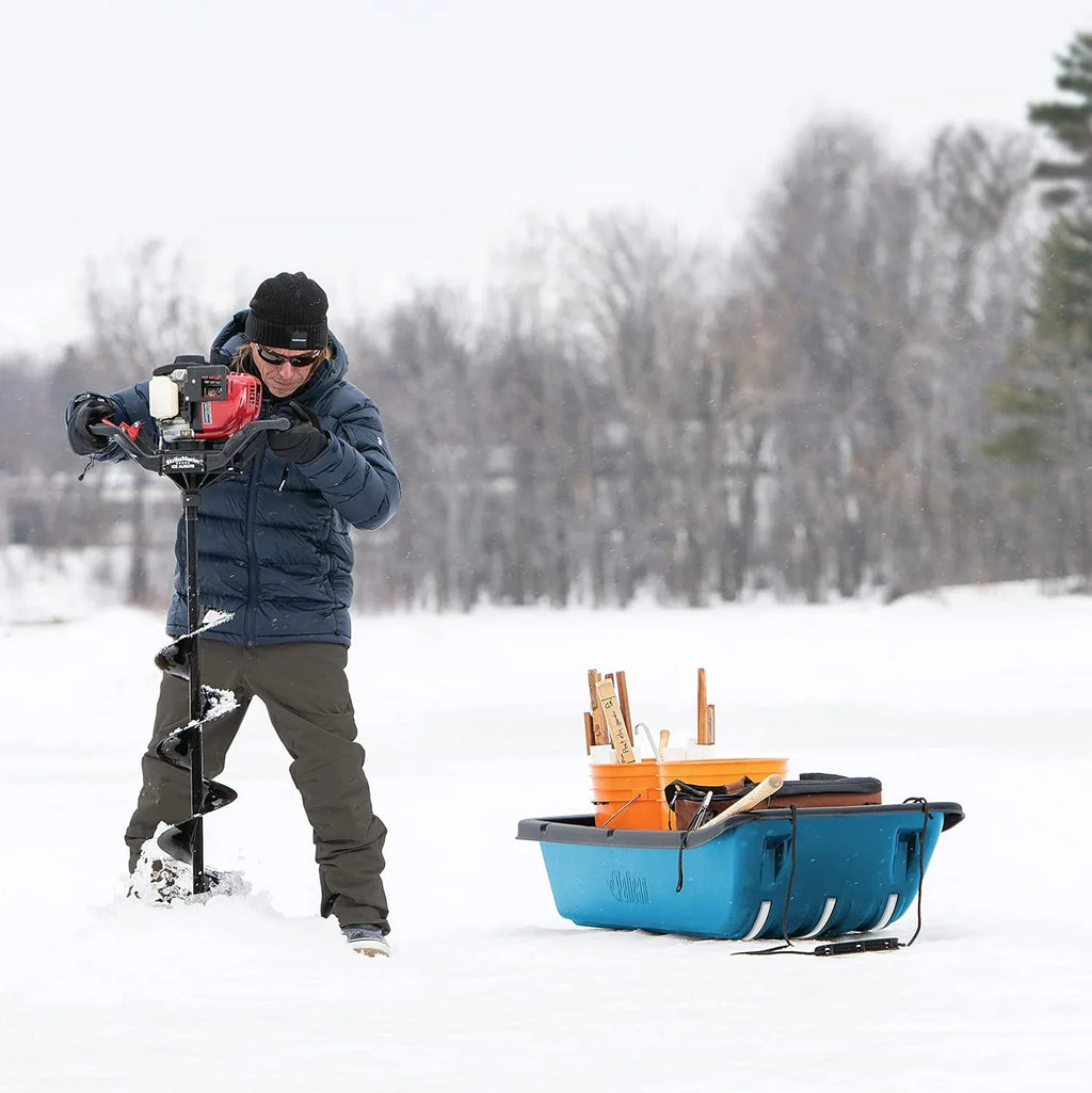 YANPO - Trek 52 Utility Sled - Cyan - Ram-X Runners; Pull Rope and Travel Cover - 4 Season Sled - Any Outdoors Activities - Carry Up to 226 lb - Heavy Duty RAM-X Construction - LDT52PA30-0