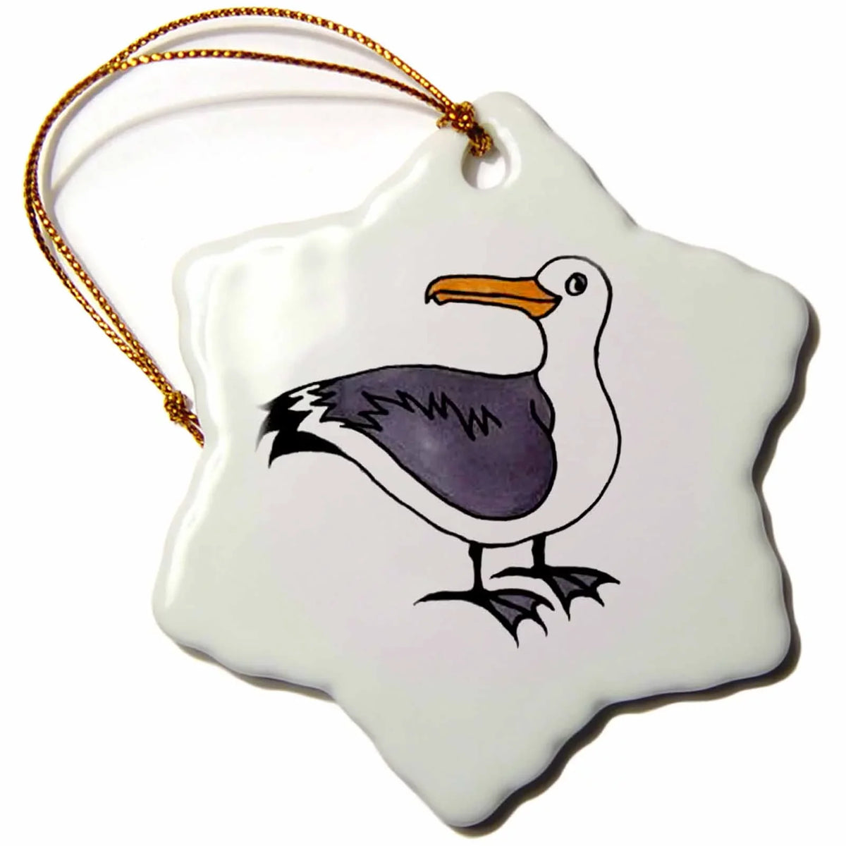 3dRose Sammy Seagull - Snowflake Ornament; 3-inch