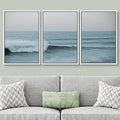 PixonSign Framed Wall Art Set Wide Angle Rushing Ocean Waves and Surfers Nature Wilderness Photography Modern Chic Scenic Modern Art for Living Room; Bedroom; Office - 24"x36"x3 White