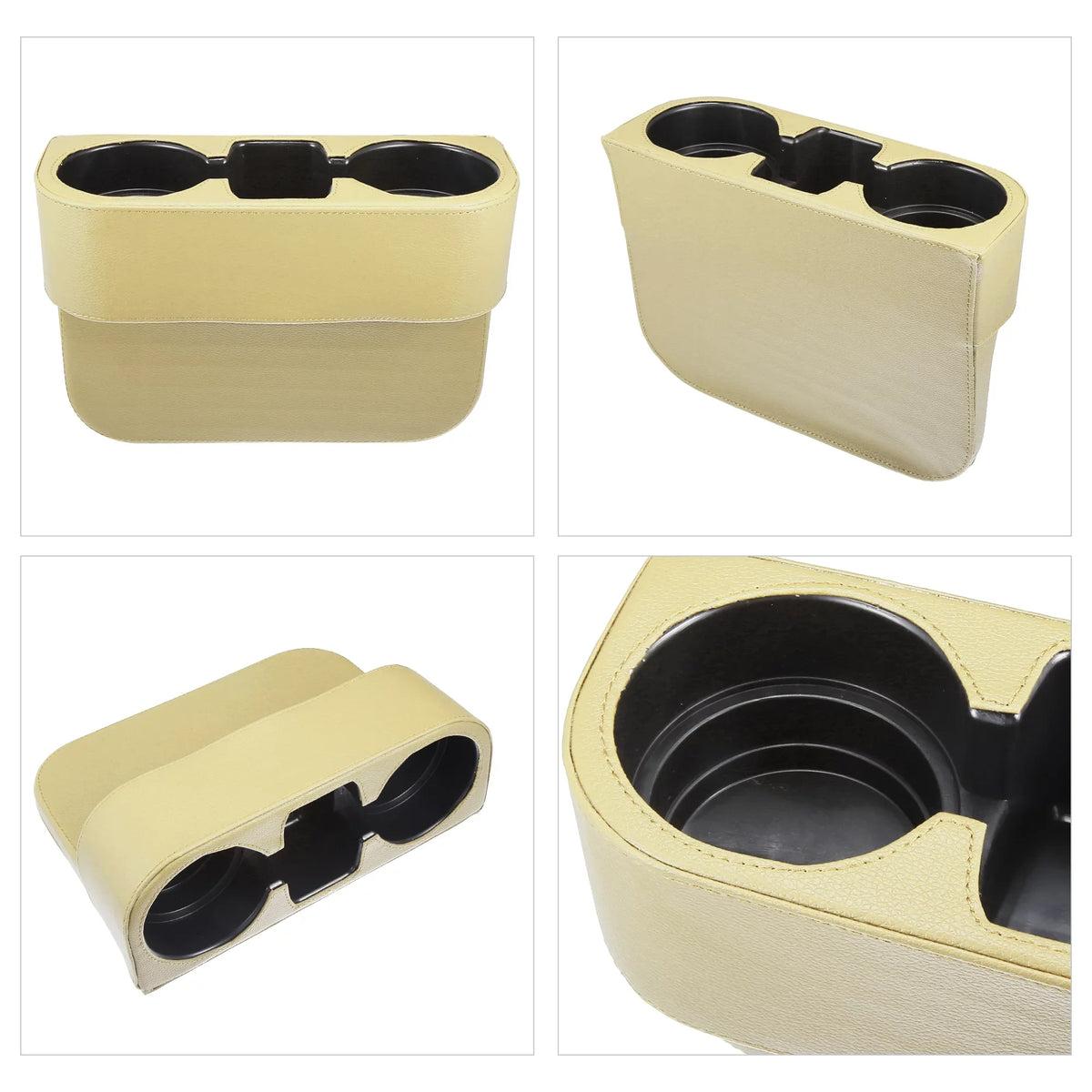Car Seat Gap Filler Multi-function Cup Holder Car Seat Organizer Console Side Pocket Storage Box Beige