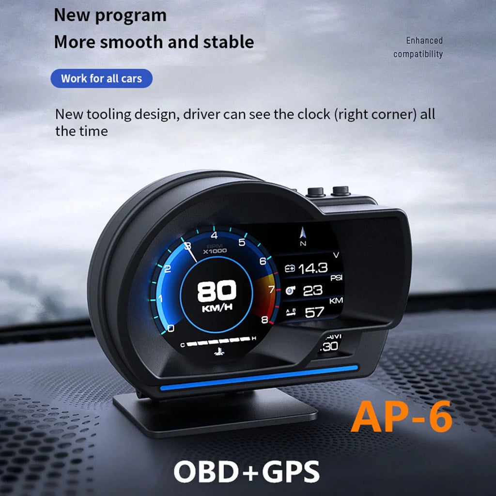 Car HUD Display; OBDⅡ+GPS Smart Gauge High Definition Speedometer Car Diagnostic Tool OBD Fault Code Elimination Safe Driving Computer Overspeed Fault Alarm for All Vehicles