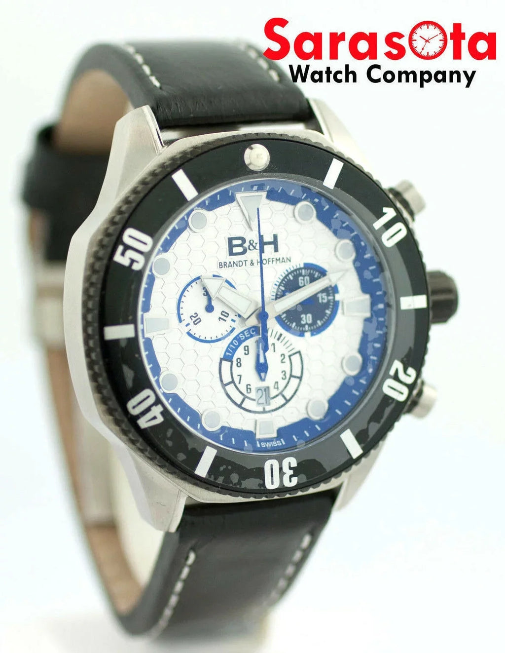B&amp;H Brandt &amp; Hoffman 14060 Dunbar Chronograph Swiss Quartz Leather Men's Watch