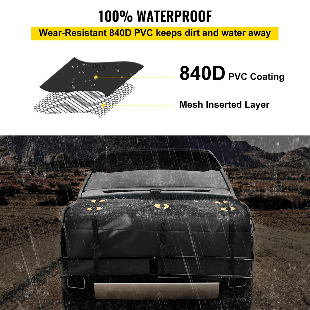 BENTISM Hitch Cargo Carrier Bag; Fluidproof 840D ; 48"x20"x22" (12 Cubic Feet); Heavy Duty Cargo Bag for Hitch Carrier with Reinforced Straps; Fits Car Truck SUV Vans Hitch Basket