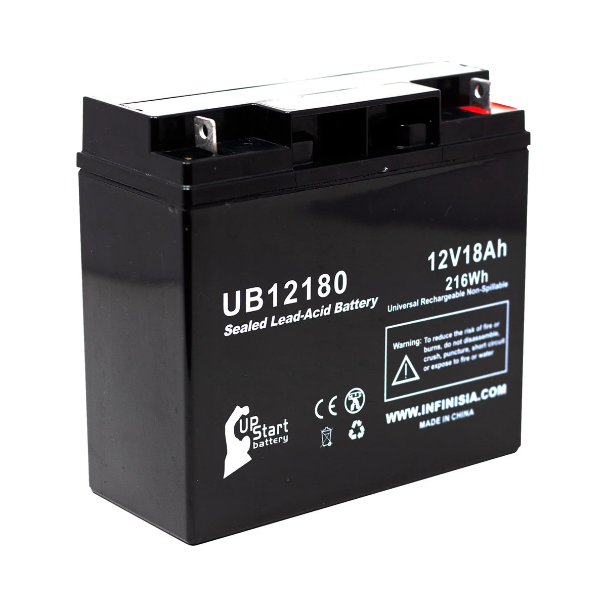 Compatible EAGLE PICHER BATTERIES CFP12V18UPS Battery - Replacement UB12180 Universal Sealed Lead Acid Battery (12V; 18Ah; 18000mAh; T4 Terminal; AGM; SLA)