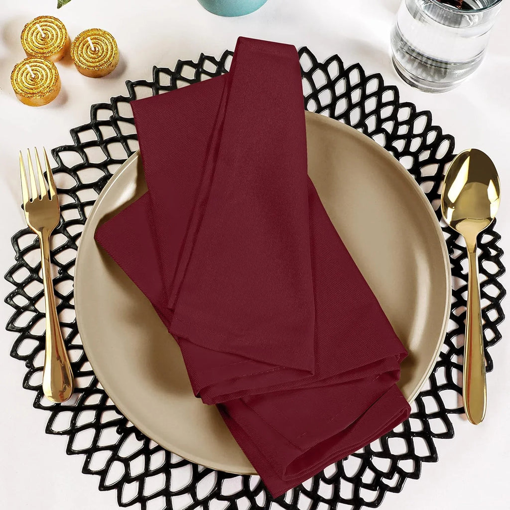 Utopia Kitchen Burgundy Cloth Napkins [12 Pack; 18x18 cm] Cotton Blend Washable and Reusable Table Dinner Napkins for Hotel; Lunch; Restaurant; Weddings; Event and Parties 18x18 cm Burgundy