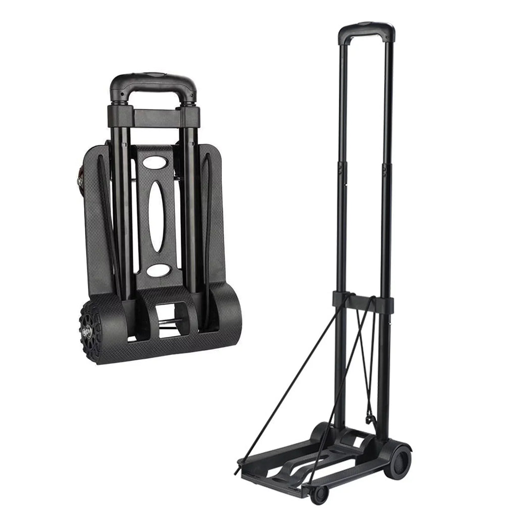 siisll Big Capacity Heavy Duty Folding Hand Truck Luggage Cart for Moving Lightweight Utility Cart for Luggage Folding Cart with Wheels Collapsible Platform Cart for Home; Office and Travel Use. Black