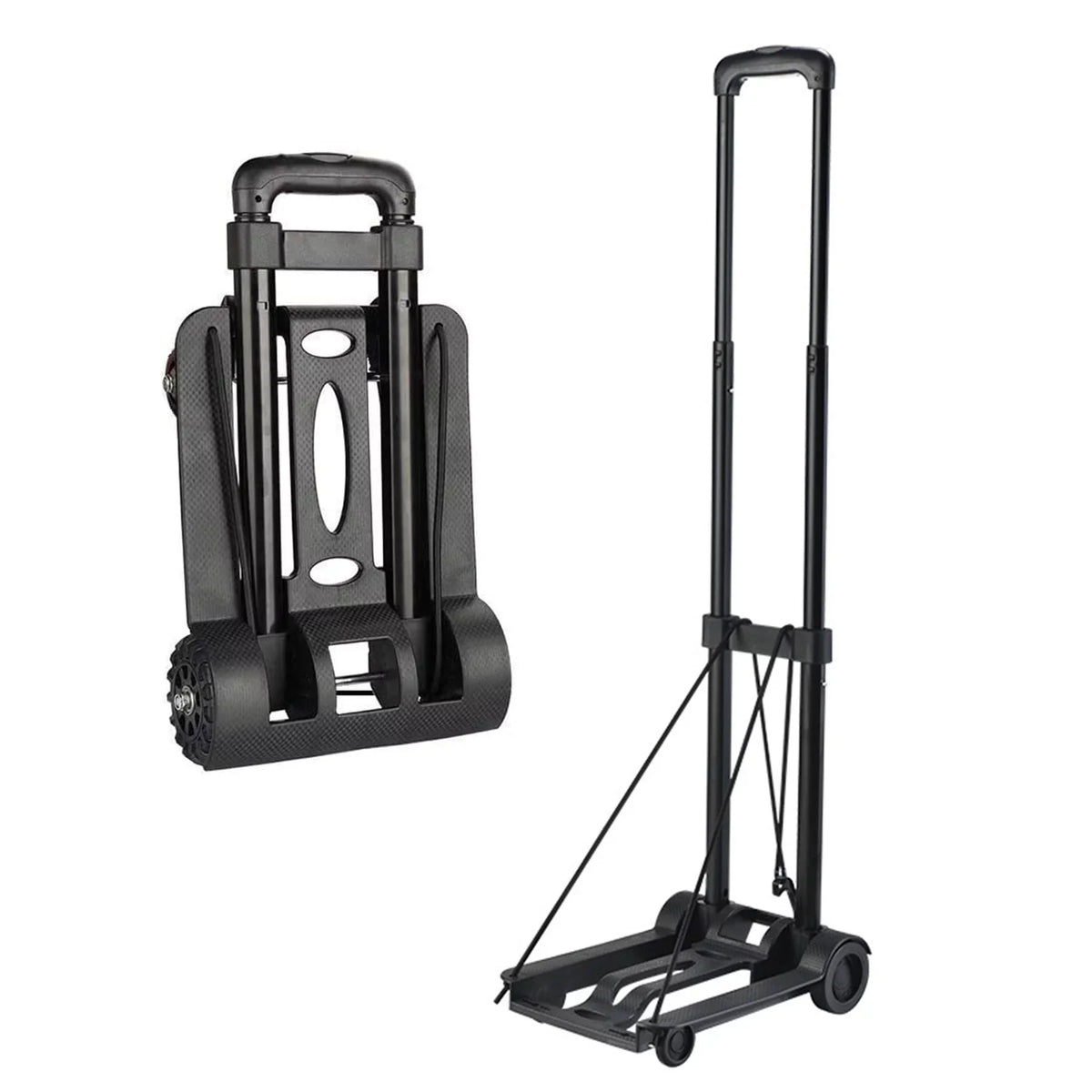 siisll Big Capacity Heavy Duty Folding Hand Truck Luggage Cart for Moving Lightweight Utility Cart for Luggage Folding Cart with Wheels Collapsible Platform Cart for Home; Office and Travel Use. Black