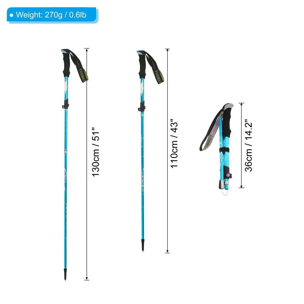 Uxcell Trekking Poles; Collapsible Hiking Pole 51 millimeter with Mud Basket; 2 Pack Blue