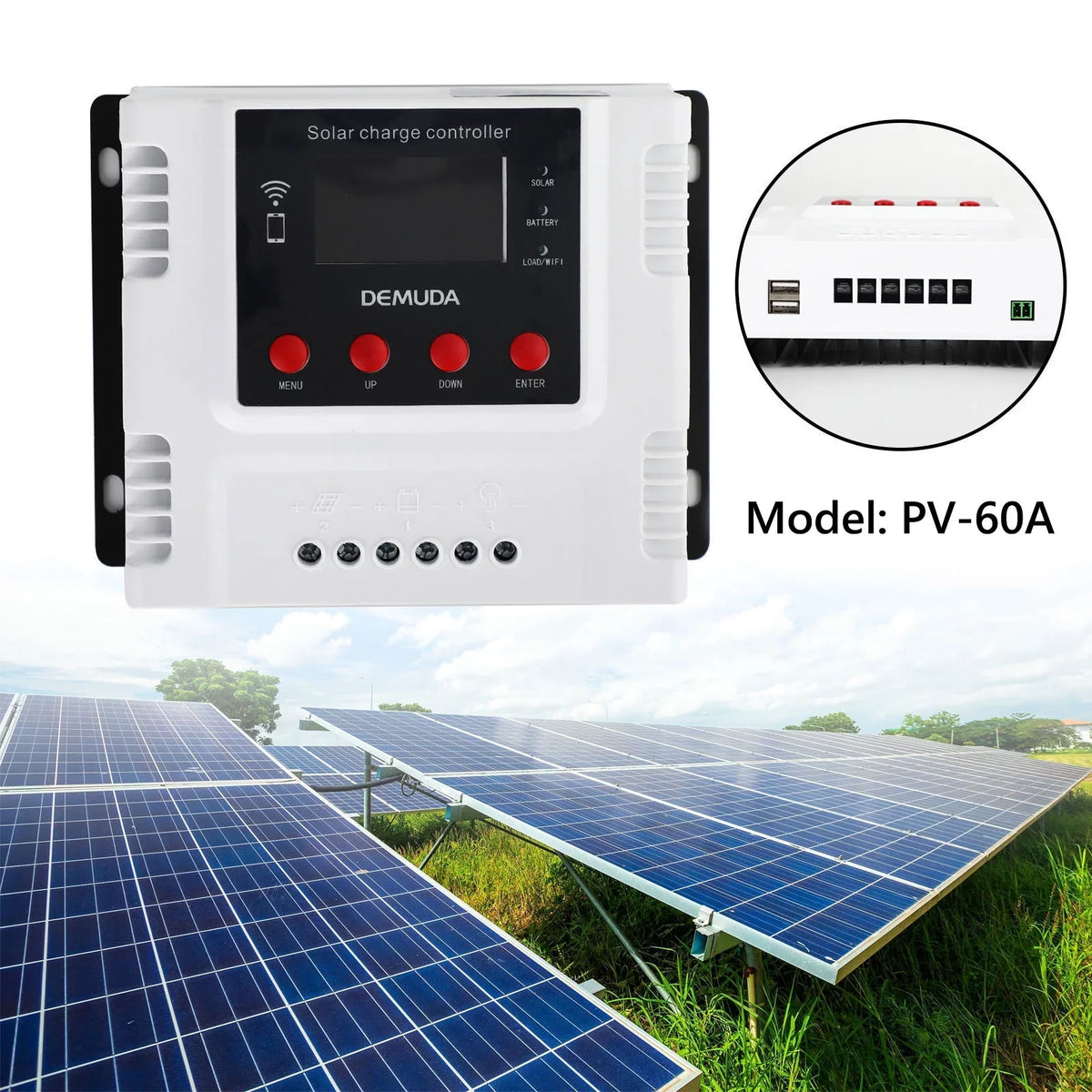 PWM 60A 12V 24V 48V Solar Charge Controller For Lifepo4 Lead Acid Gel Battery