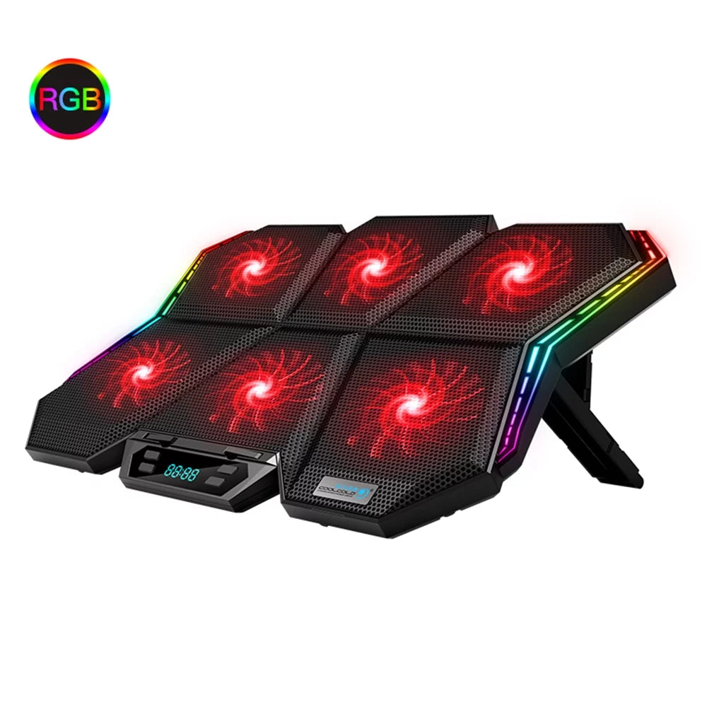 COOLCOLD K40 Laptop Cooler Stand with 6 Fans; Adjustable Wind Speed; and Mute Design