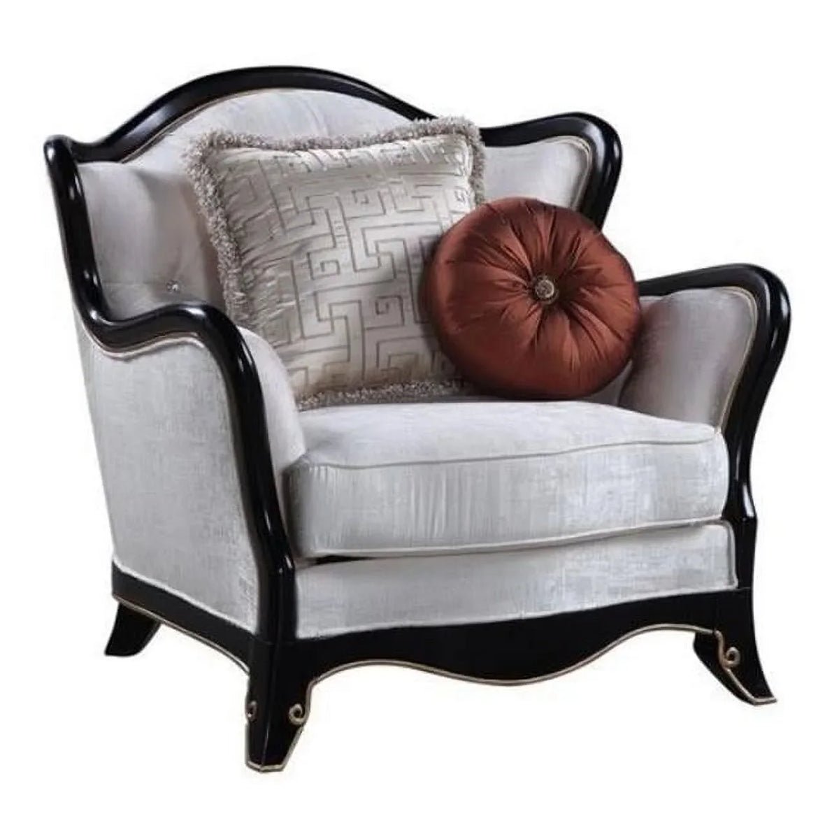43 x 41 x 41 in. Nurmive Accent Chair with 2 Pillows; Beige Fabric