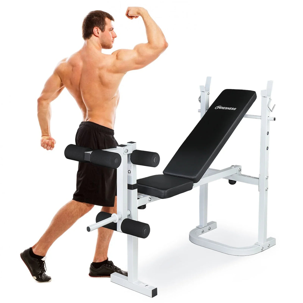 Winado Adjustable Olympic Weight Bench; with Squat Rack