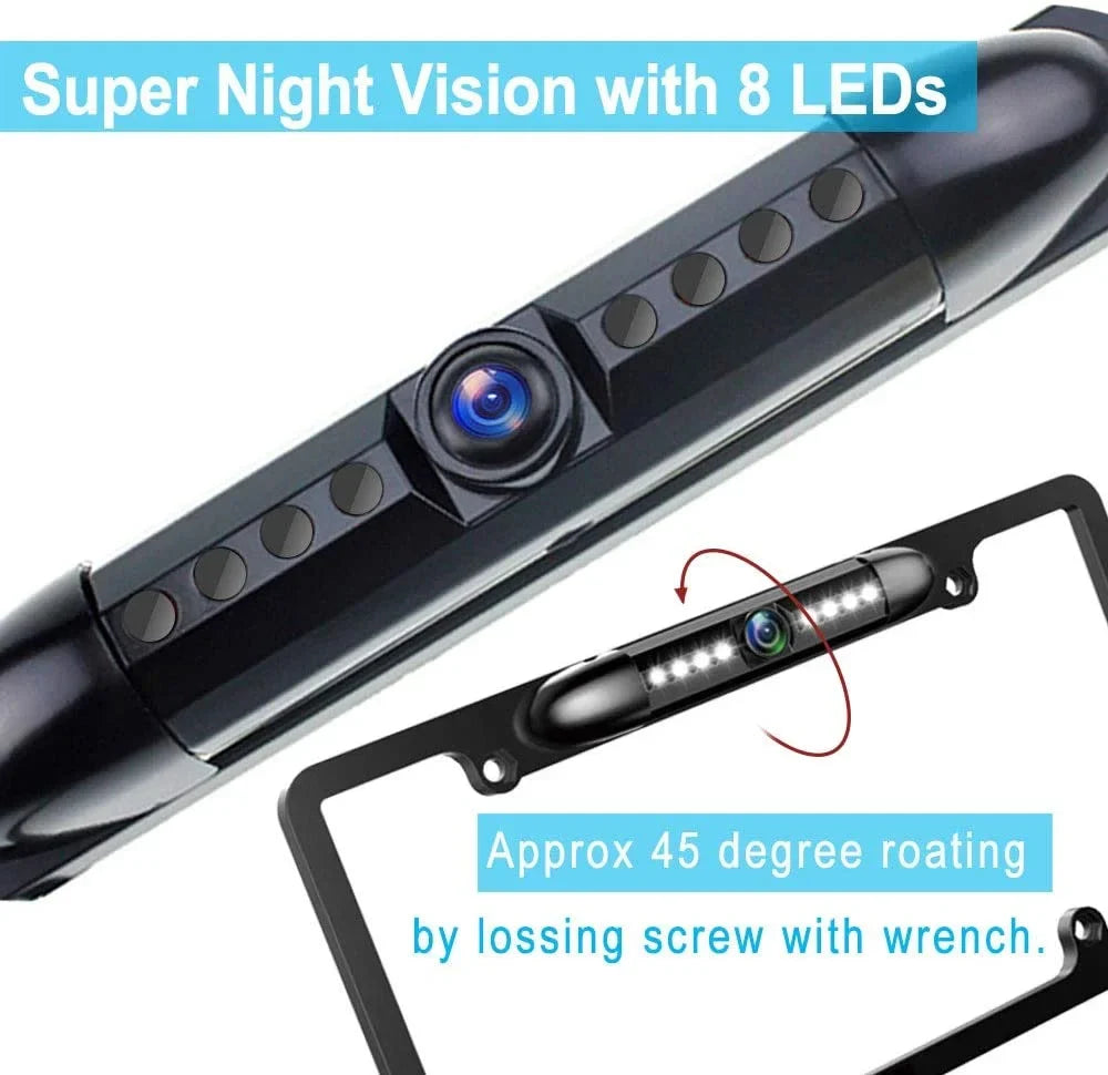 Absolute CAM2100S Chrome License Plate License Plate Backup HD Camera; Rear View Camera 170° Viewing Angle Universal Night Vision Fluidproof High Sensitive 8 Bright LED Reversing Car Camera
