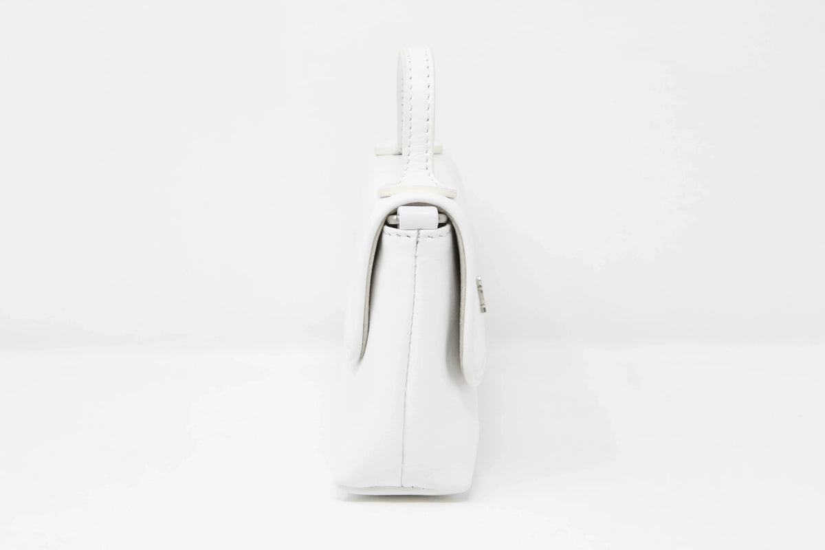 DOMINIE Crossbody Handbag /Clutch Purse White Leather With Removable Shoulder Strap Unisex Audrey
