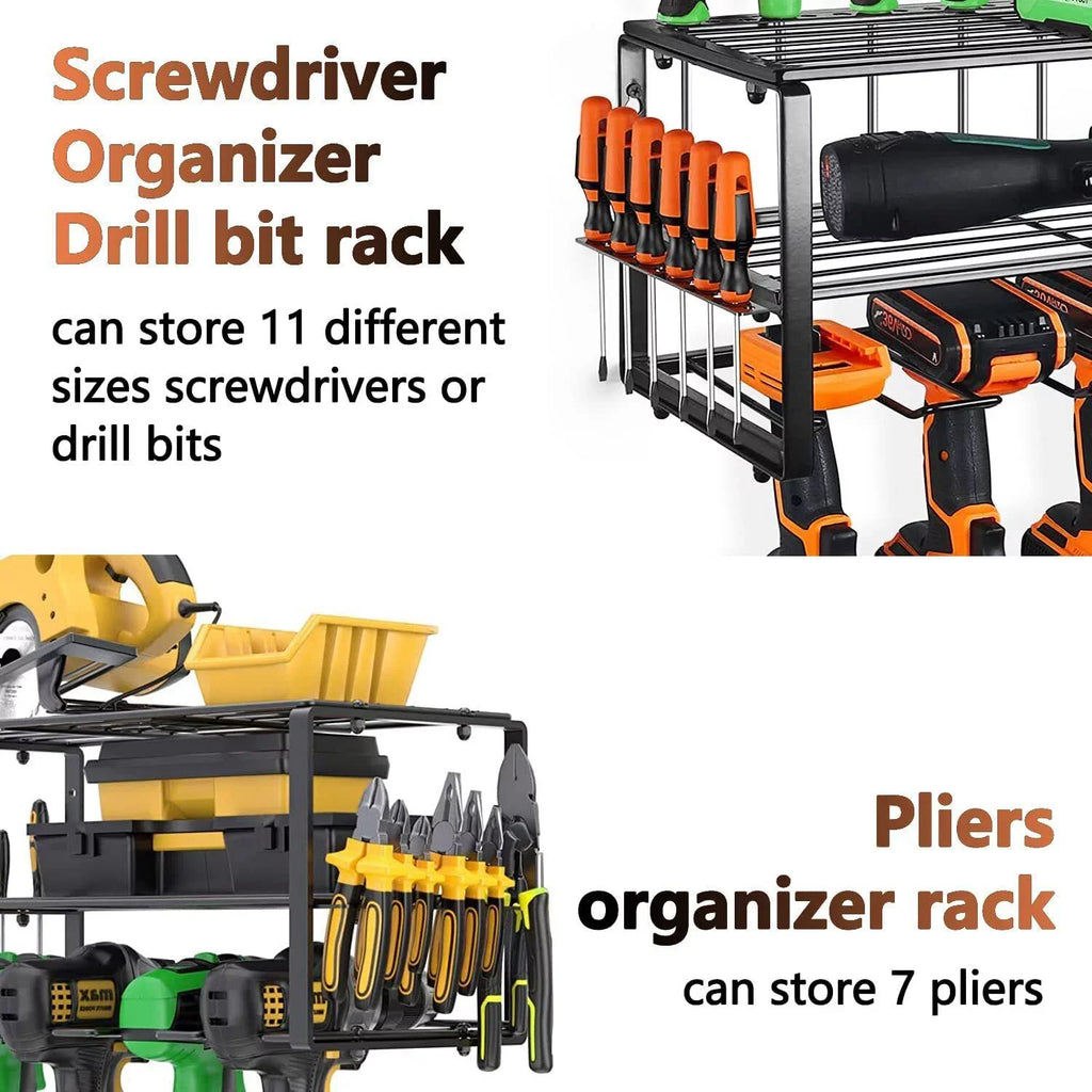 2PCS Power Tool Organizer Wall-Mounted Cordless Drill Holder; Heavy Duty Rack