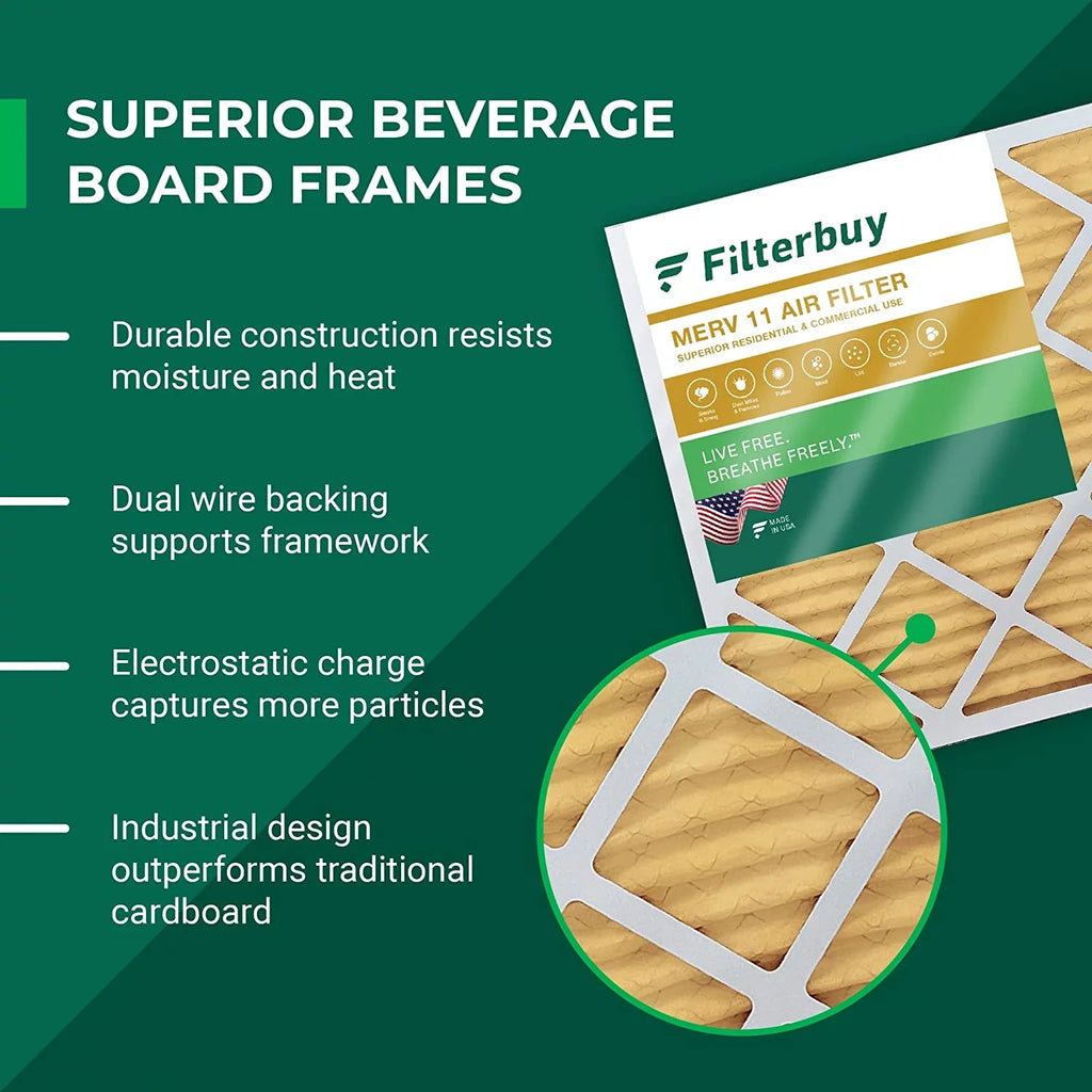 Filterbuy 13x20x1 MERV 11 Pleated HVAC AC Furnace Air Filters (4-Pack)